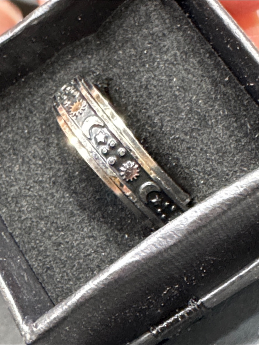Spinner Celestial Moon & Star Silver Band Ring - Women Jewelry